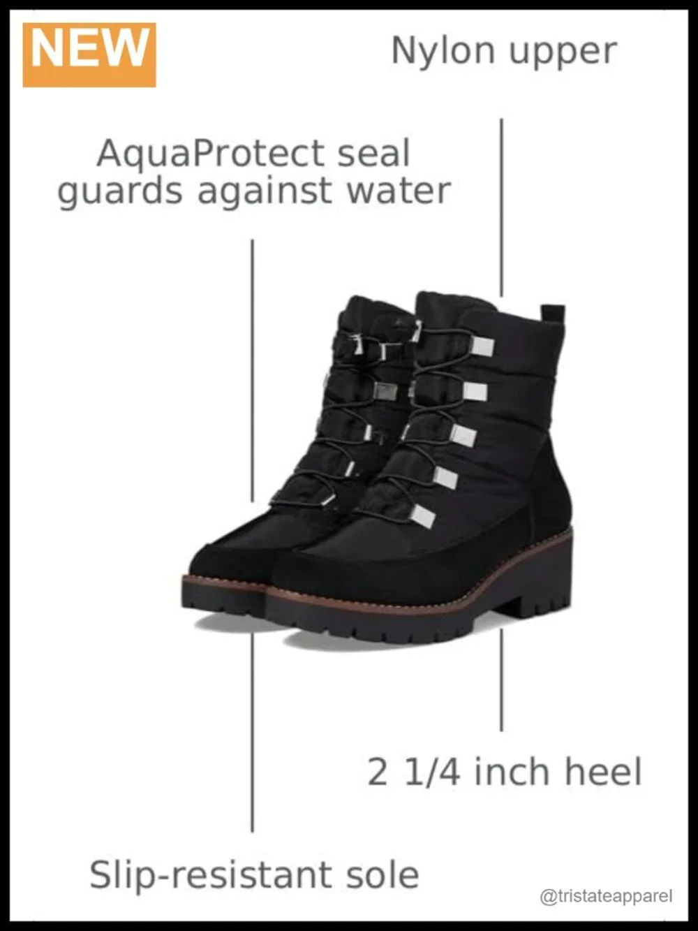 Women's Waterproof Ankle Boots Block Heel Round Toe Nylon Upper